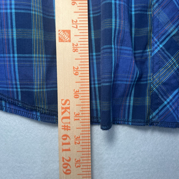 Wrangler Long Sleeve Shirt Pearl Snap Blue Green Plaid Men's XXL Western Rancher - Picture 11 of 15